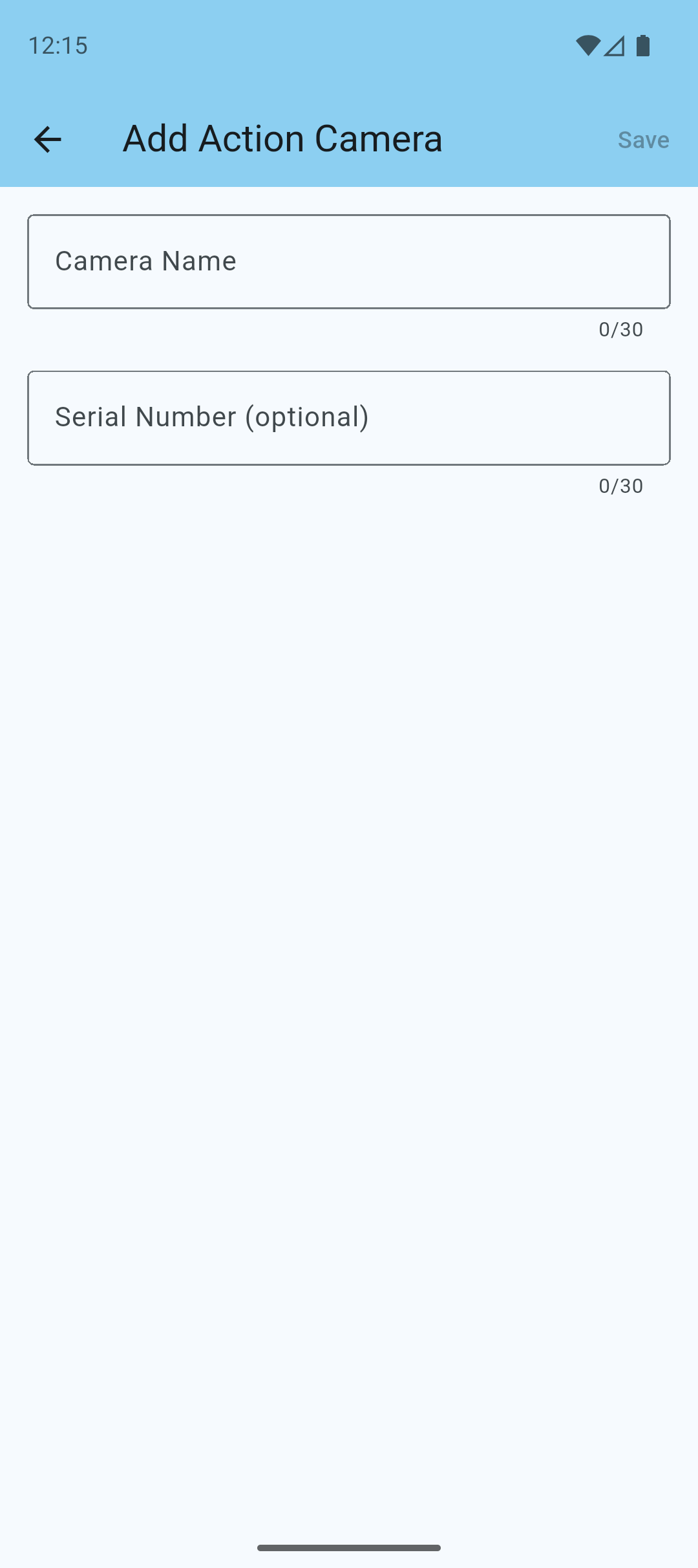 Add Action cam screen