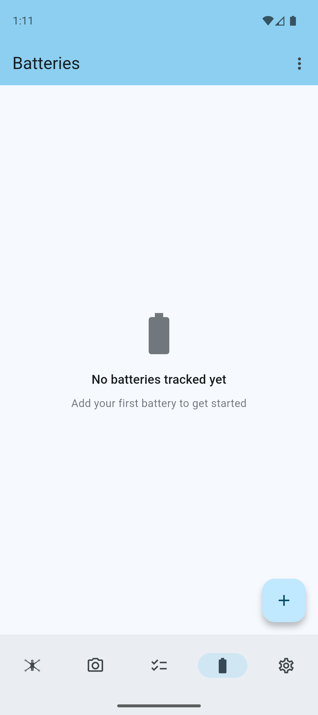 Batteries screen - empty
