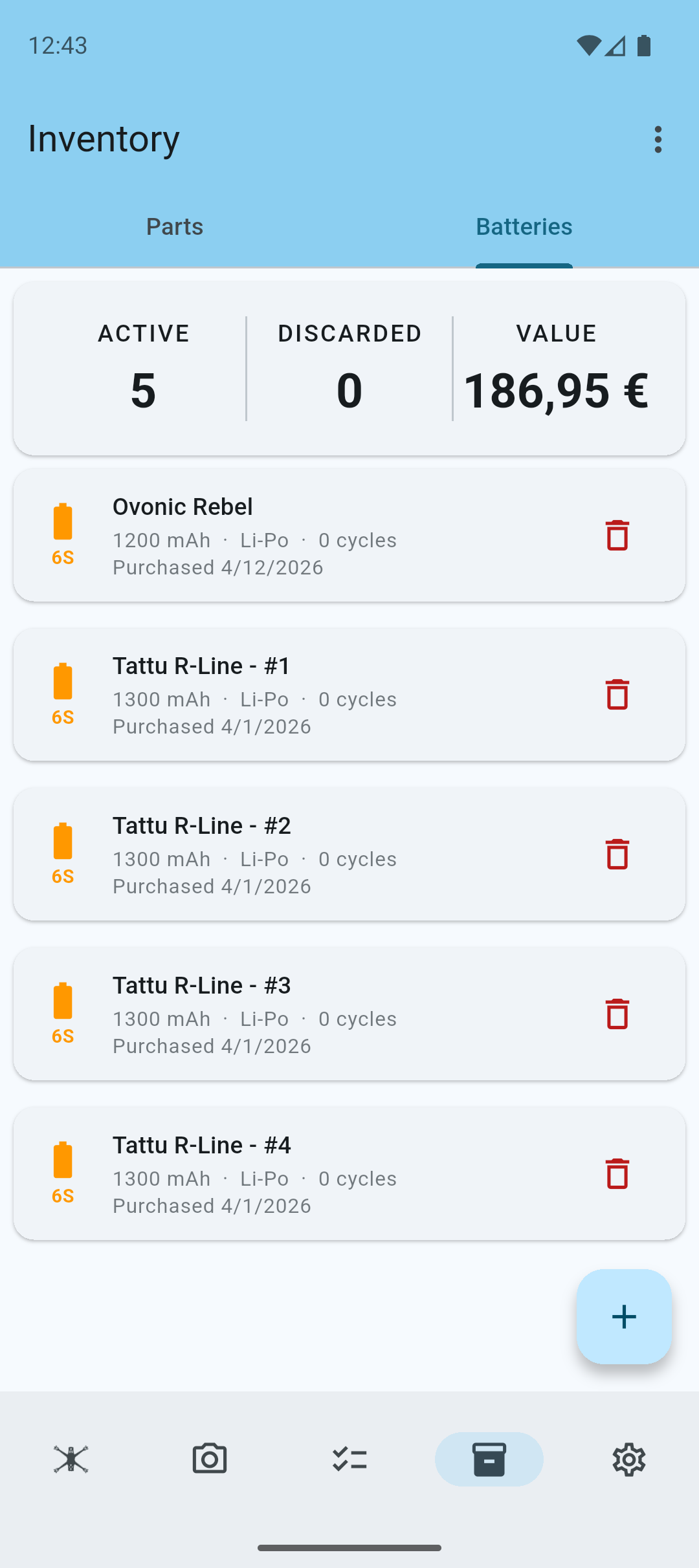 Batteries screen - multiple batteries