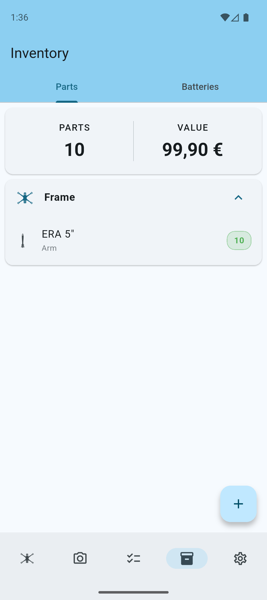 Inventory screen - list