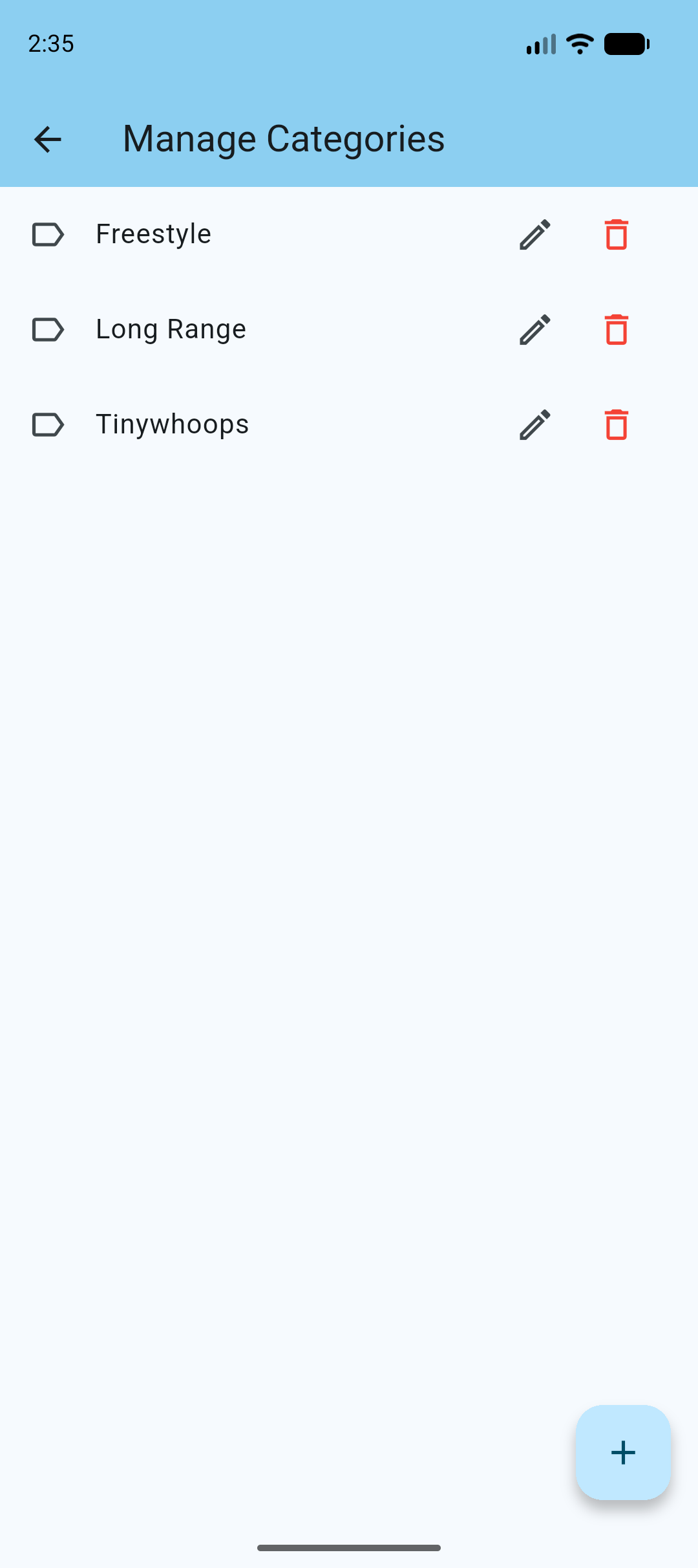 Manage categories
