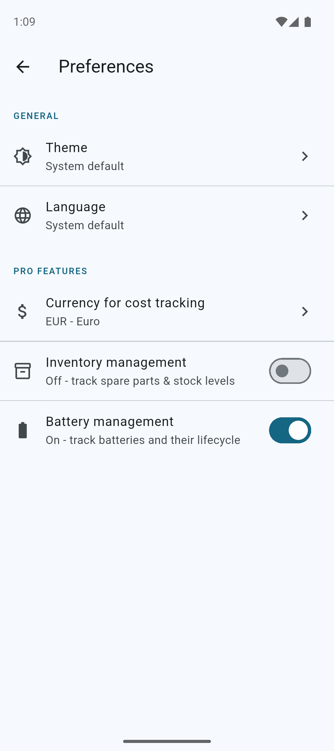 Preferences - Battery Management